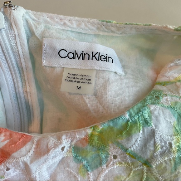 Calvin Klein Floral-Print Eyelet A-Line Dress - Picture 11 of 14